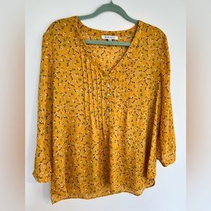 Rose + Olive Printed Yellow Blouse